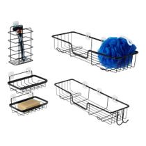 Organizador de Chuveiro Amazon Basics em Aço Inoxidável Conjunto com 5 Peças