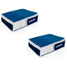 Organizador De Closet e Guarda Roupa de Lençol Azul Marinho Multiuso Reforçado 37x40x11 Nylon e PVC Kit 2 Unid Organizador De Closet e Guarda Roupa de Lençol Azul Marinho Multiuso Reforçado 37x40x11 Nylon e PVC Kit 2 Unid