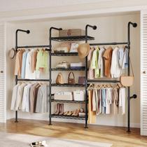 Organizador de Closet Seedsec com 3 Fileiras, Montado na Parede, 6 Prateleiras
