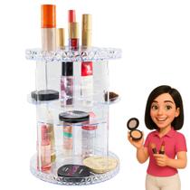 Organizador De Cosmético Maquiagem Acrílico Resistente Giratório 360º G Transparente Resistente