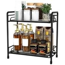 Organizador de Cosméticos Aramado 2 Prateleiras Preto 36x32,5cm para Banheiros Penteadeiras Armários