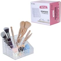 Organizador de cosmeticos de acrilico retangular com 7 cavidades iamo 15x12,5x10cm