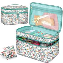 Organizador de costura FINPAC Bolsa de transporte de camada dupla 32x22x20cm Organizador de costura FINPAC Bolsa de transporte de camada dupla 32x22x20cm
