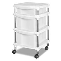 Organizador De Cozinha 3 Gavetas Com Rodinha Branco Plastico - NIQUELART