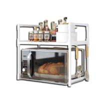 Organizador de Cozinha com 2 Níveis, Suporte para Microondas, Prateleira para Condimentos, Sortido Branco ou Preto Alt47cm x Comp 48cm x Larg26cm Organizador de Cozinha com 2 Níveis, Suporte para Microondas, Prateleira para Condimentos, Sortido Branco ou Preto Alt47cm x Comp 48cm x Larg26cm