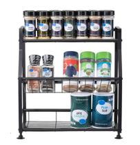 Organizador de cozinha Epsilon de 3 camadas para especiarias e pratos preto