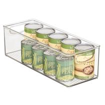 Organizador de cozinha mDesign de plástico empilhável com alças transparentes