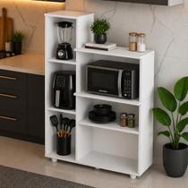 Organizador de Cozinha Multiuso em MDP com Prateleiras para Microondas Air Fryer e Utensílios Branco Organizador de Cozinha Multiuso em MDP com Prateleiras para Microondas Air Fryer e Utensílios Branco