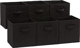 Organizador de cubos de armazenamento Amazon Basics Black, pacote com 6
