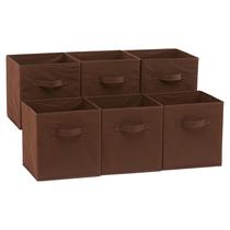 Organizador de cubos de armazenamento Amazon Basics Brown, pacote com 6