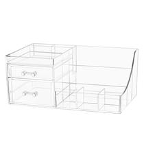 Organizador de cuidados com a pele Cq acrílico transparente com 2 gavetas, empilhável