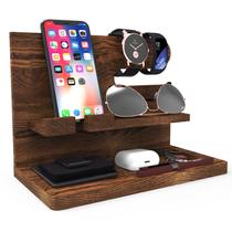 Organizador de docking station para telefone Caddy Iswabard Wood 26x15x18cm