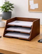 Organizador de Documentos A4 MDF 3 Divisórias Porta Papéis para Escritório e Home Office Preto ou Madeira Organizador de Documentos A4 MDF 3 Divisórias Porta Papéis para Escritório e Home Office Preto ou Madeira