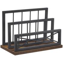 Organizador de e-mail de mesa Snughome de 2 slots de metal rústico marrom Organizador de e-mail de mesa Snughome de 2 slots de metal rústico marrom