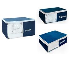 Organizador De Edredom Lençol Toalha Azul Marinho 3 Peças Organizador De Edredom Lençol Toalha Azul Marinho 3 Peças