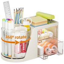 Organizador de Escritorio Marbrasse con 2 Cajones y Porta Bolígrafo Giratorio 360 Organizador de Escritorio Marbrasse con 2 Cajones y Porta Bolígrafo Giratorio 360