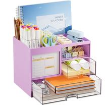 Organizador de Escritorio Marbrasse con 3 Cajones y 4 Compartimentos Morado Organizador de Escritorio Marbrasse con 3 Cajones y 4 Compartimentos Morado
