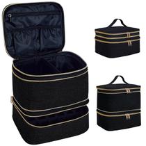 Organizador de esmaltes UOZL portátil de dupla camada preto