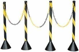 Organizador de filas Pedestal Kit C/ 4 Pçs + 5 Mts Corrente