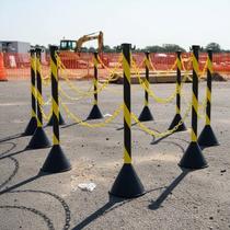 Organizador de Filas Premium 10 Pedestais de Sinalização 45 Metros Corrente Plástica Kit Completo