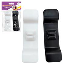 Organizador de Fios e Cabos com Adesivo 2peças. Preto e Branco ZU