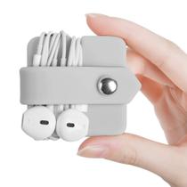 Organizador de fones de ouvido de silicone ElfrHino Wrap Winder Grey 1 peça Organizador de fones de ouvido de silicone ElfrHino Wrap Winder Grey 1 peça