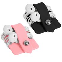 Organizador de fones de ouvido ElfrHino Silicone Wrap Winder 2 peças Organizador de fones de ouvido ElfrHino Silicone Wrap Winder 2 peças