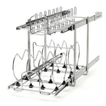 Organizador de gabinete Rev-A-Shelf 2-Tier 12 para panelas, frigideiras e tampas Organizador de gabinete Rev-A-Shelf 2-Tier 12 para panelas, frigideiras e tampas