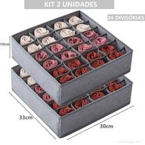 Organizador De Gaveta 33X30X10 24 Ou 12 Ou 6 Divisórias Dobrável Guarda Peças Intimas Sutiã Meias QUANTIDADE:KIT 2 ORGAN