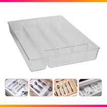 Organizador de Gaveta Armário Acrílico Talheres Gaveta C/ 5 Divisórias Facas Garfos Talheres