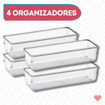 Organizador de Gaveta Modular 5 Porta Maquiagem Talheres 4un