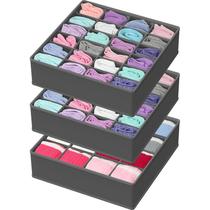 Organizador de gavetas de meias, utensílios domésticos simples, pacote com 3, cinza escuro