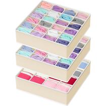 Organizador de gavetas de meias, utensílios domésticos simples, pacote com 3 unidades, bege