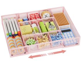 Organizador de gavetas de mesa Marbrasse Bandeja de malha expansível rosa Organizador de gavetas de mesa Marbrasse Bandeja de malha expansível rosa