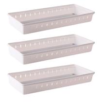 Organizador de gavetas e talheres modular 37,5 x 15,4 cm com 3 unidades Plasutil ref.9735 Organizador de gavetas e talheres modular 37,5 x 15,4 cm com 3 unidades Plasutil ref.9735