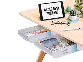 Organizador de gavetas embaixo da mesa Desk Oasis, pacote com 2 gavetas, armazenamento deslizante para canetas, cabos e acessórios de escritório com autoadesivo, sem furadeira, armazenamento oculto na mesa para escritório e casa