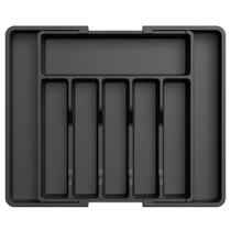 Organizador de gavetas extensível para talheres e utensílios de cozinha preto Organizador de gavetas extensível para talheres e utensílios de cozinha preto