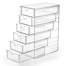 Organizador de gavetas Hipiwe Clear Plastic com 6 gavetas