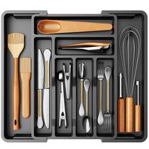 Organizador de gavetas para talheres Pipishell expansível preto