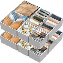 Organizador de gavetas, utensílios domésticos simples, conjunto dobrável de 12, cinza