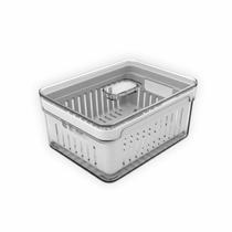 Organizador de Geladeira 2.2 Litros OU Alimentos Vegetais Com Tampa Cesto Drenável Removível Válvula Ventilação