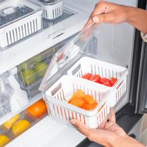 Organizador De Geladeira 2,2l Com 2 Cestos Tampa E Drenagem
