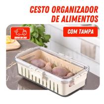 Organizador De Geladeira 3,7L Tampa De Acrílico E Drenagem Organizador De Geladeira 3,7L Tampa De Acrílico E Drenagem