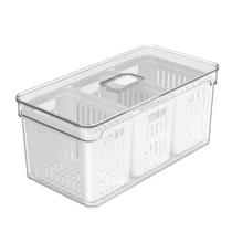 Organizador De Geladeira 5L Com Tampa e Cesto Triplo Escorredor Legumes Frutas Verduras Acrílico Organizador De Geladeira 5L Com Tampa e Cesto Triplo Escorredor Legumes Frutas Verduras Acrílico