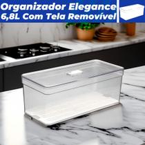 Organizador de Geladeira 6,8 Litros Cesto Com Tampa Multiuso Alimentos Verduras e Vegetais