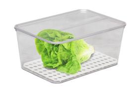 Organizador de geladeira acrílico com tampa 4 litros para salada verduras caixa organize drenagem