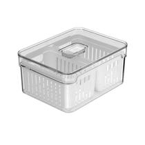 Organizador de Geladeira C/ 2 Cestos 2,2L e Tampa Drenagem Alimentos - Transparente Clear Fresh de Poliestireno - Ou