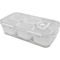 Organizador de Geladeira C/ 6 Cestos Tampa Hermética Escorredor e Marcador de Data Transparente P/ Alimentos Temperos Organizador de Geladeira C/ 6 Cestos Tampa Hermética Escorredor e Marcador de Data Transparente P/ Alimentos Temperos