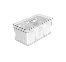 Organizador de Geladeira Clear Fresh em Poliestireno Transparente/Branco com 3 Cestos 5L 30x15x13cm - Ou