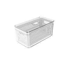 Organizador de Geladeira Clear Fresh em Poliestireno Transparente/Branco com Cesto 5L 30x15x13cm - Ou